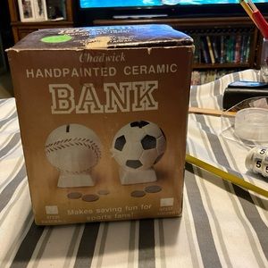 Chadwick Handpainted Ceramic Sports ⚾️ Baseball Softball Coin 🐷  Piggy Bank VTG